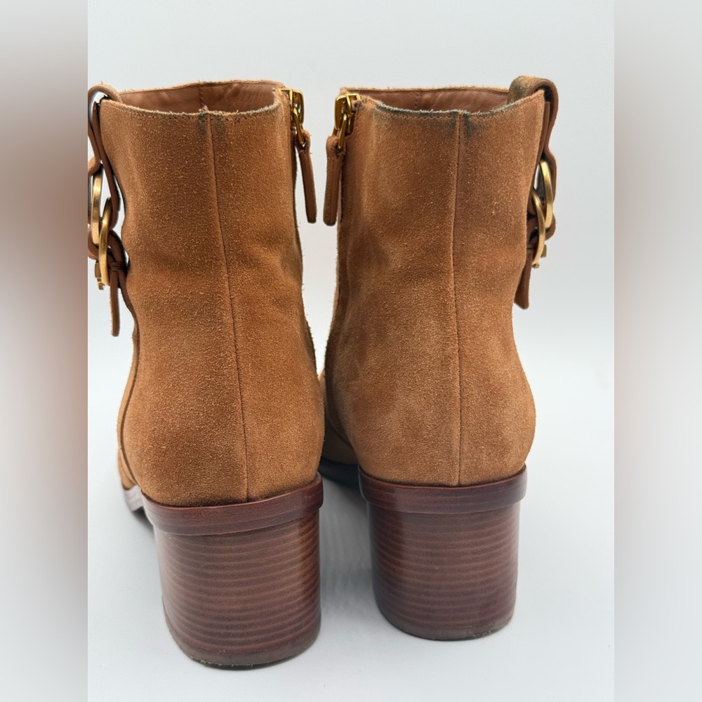 Tory Burch Marsden Tan Suede Booties | Classic Ankle Boots with Block Heel SZ 10 - Picture 8 of 16